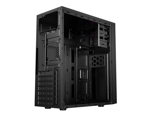 2E Computer case ALFA (E185) MidT,2xUSB2.0,1xUSB3.0, steel (side panel), without PSU, black